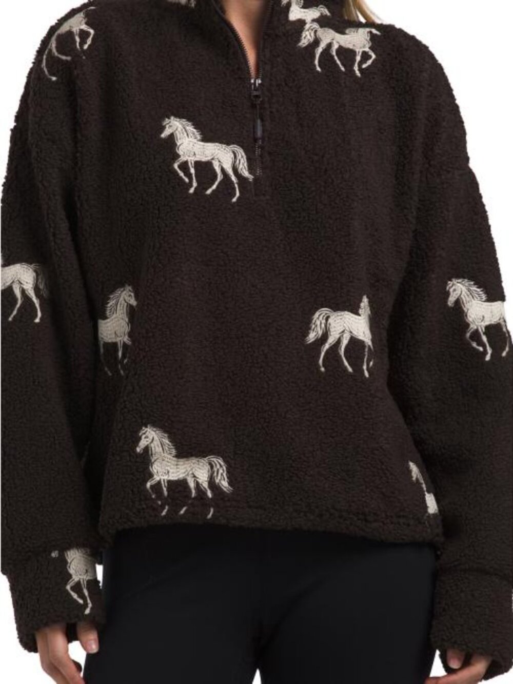 KYODAN Horse Embroidered Long Sleeve Mock Collar Pull Over Jacket - Picture 3 of 3